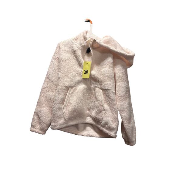 All in Motion Girls Half Zip Pullover Hoodie Sweatshirt Cream Fuzzy Soft L 10/12 - Picture 1 of 6
